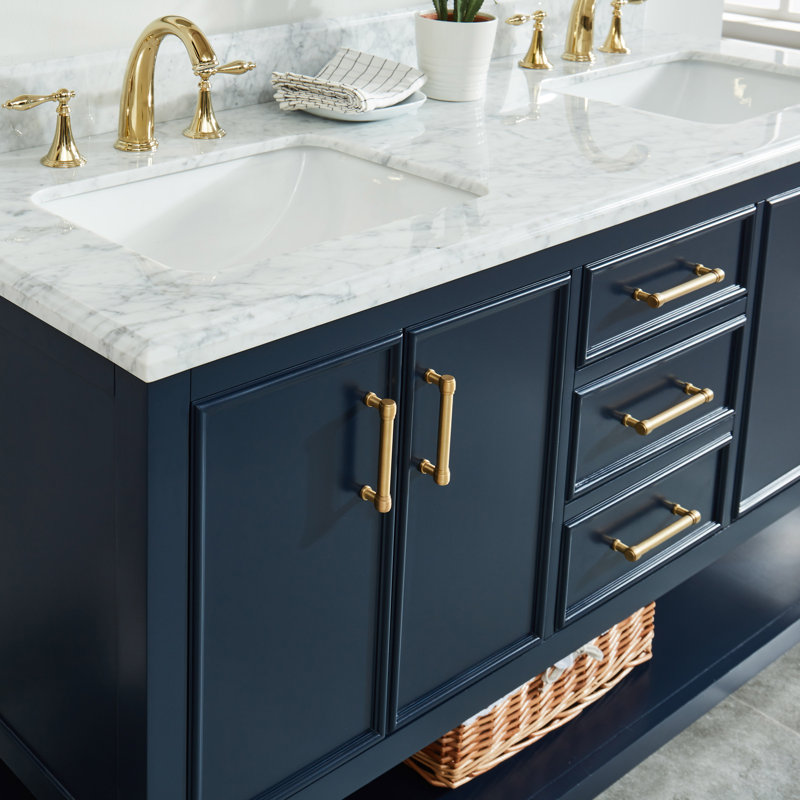 Breakwater Bay Paulene 30.12'' Double Bathroom Vanity with Marble Top